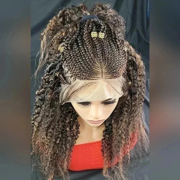 Braided wigs  100% handmade, short afro wig, stunning , colored wig, box… - Picture 15 of 17